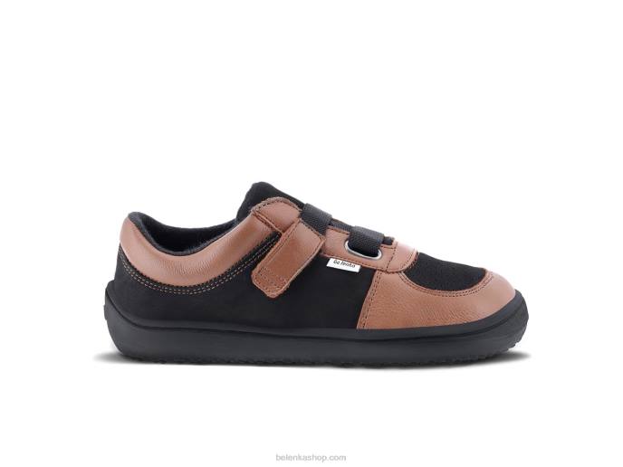 P88T201 Brown & Black Kids Barefoot Sneakers - Fluid