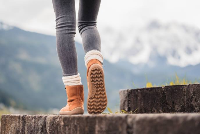 P88T54 Cognac Brown Winter Barefoot Boots Winter 2.0 Neo Men